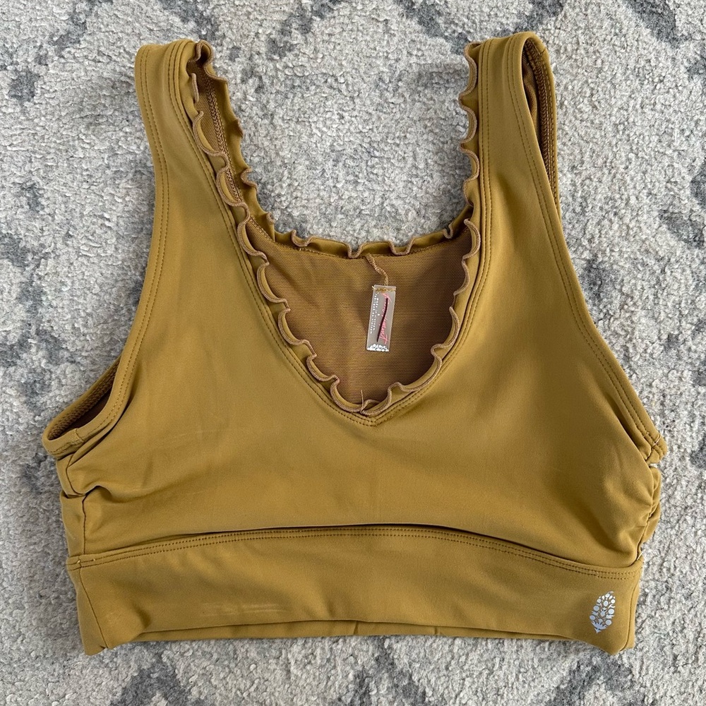 Free People Movement Hearts Aflutter Sports Bra In Mustard Small